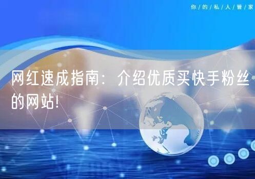 网红速成指南：介绍优质买快手粉丝的网站!